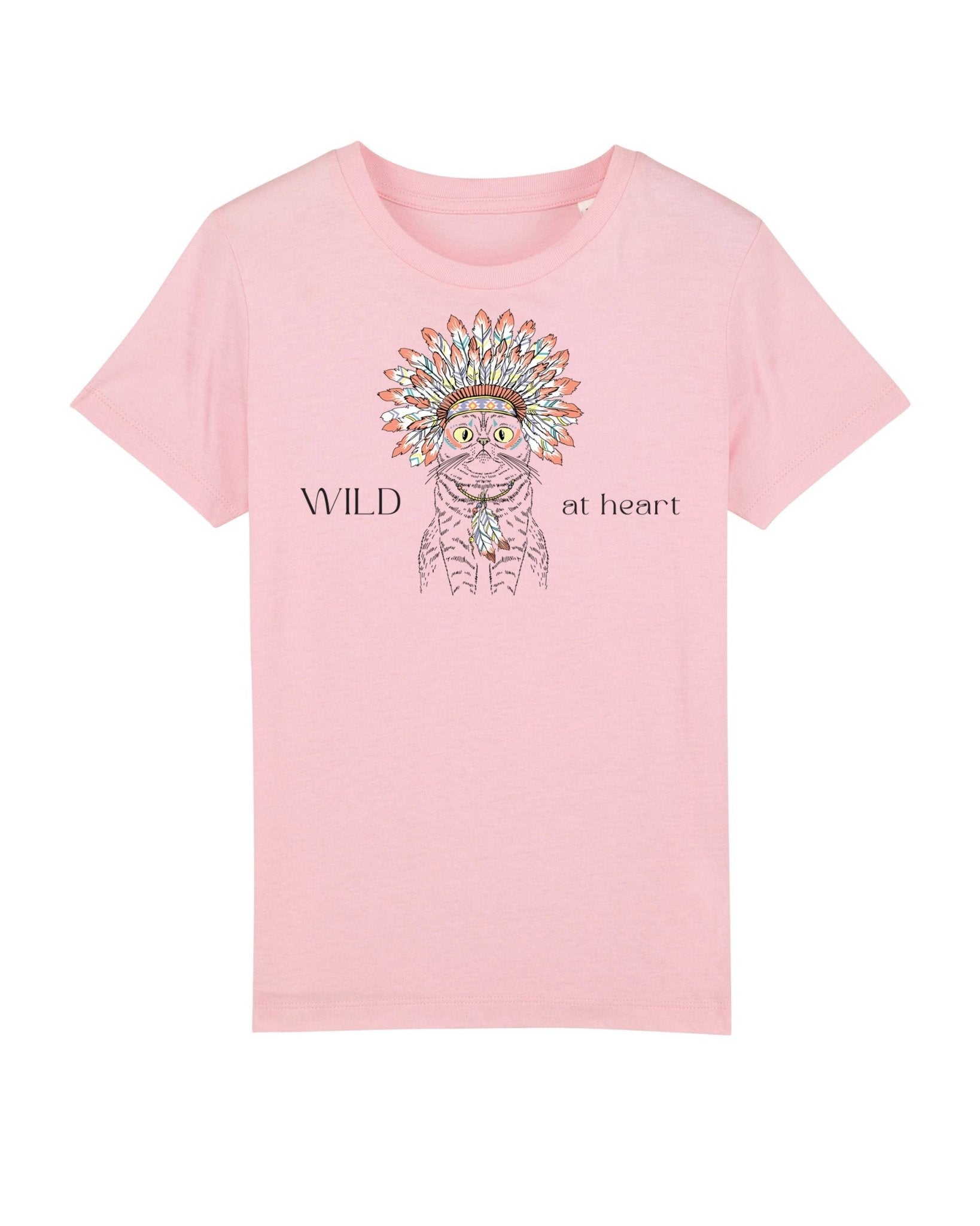 Organic Cotton 'Wild At Heart' Kids Funny Cat T-shirt - Funny Animal Shirt
