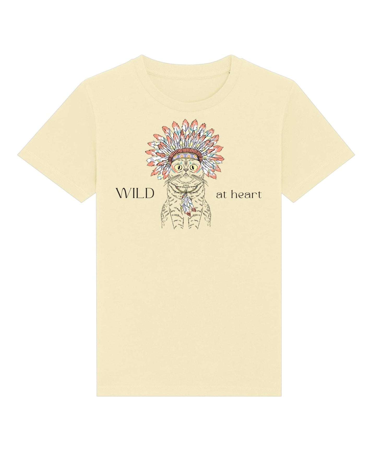 Organic Cotton 'Wild At Heart' Kids Funny Cat T-shirt - Funny Animal Shirt