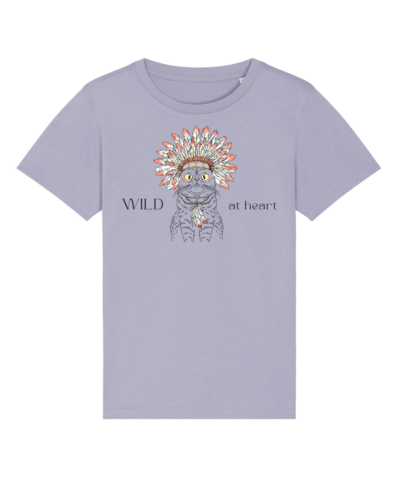 Organic Cotton 'Wild At Heart' Kids Funny Cat T-shirt - Funny Animal Shirt