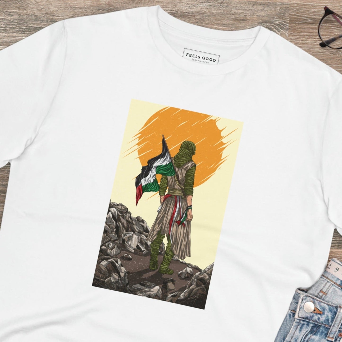 Palestine 'Manga Fighter' Organic Cotton T-shirt - alquds