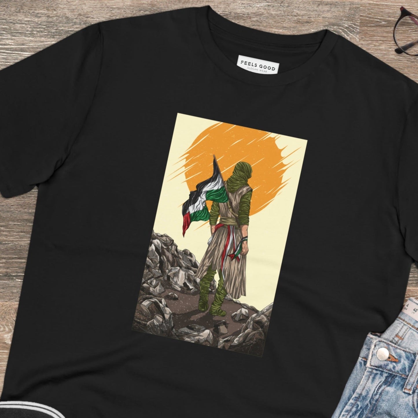 Palestine 'Manga Fighter' Organic Cotton T-shirt - alquds