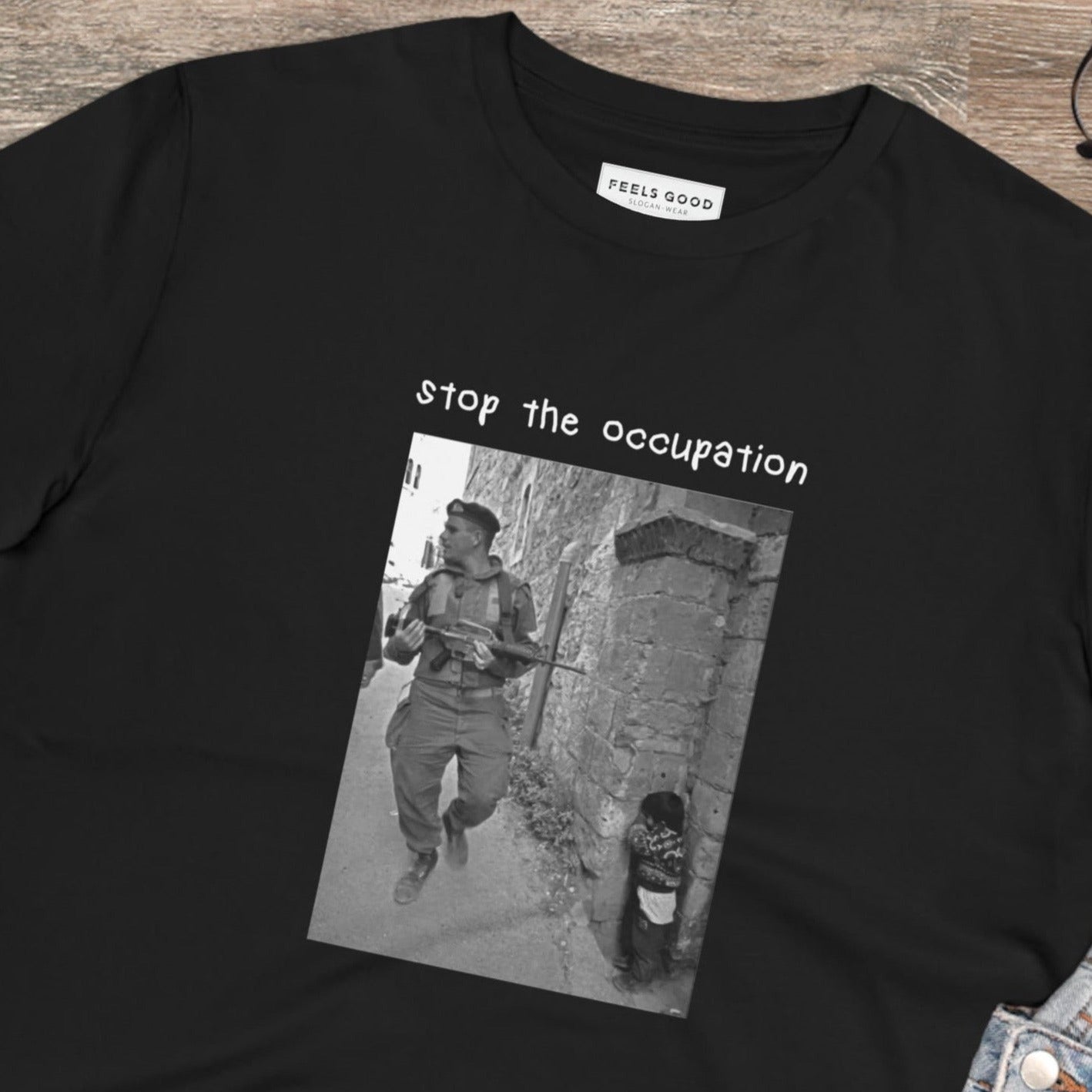 Palestine 'Stop Occupation' Organic Cotton T-shirt - alquds