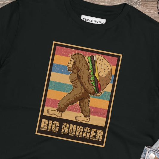 Positive 'Big Burger Gorilla' Retro Organic Cotton T-shirt - Eco Tshirt