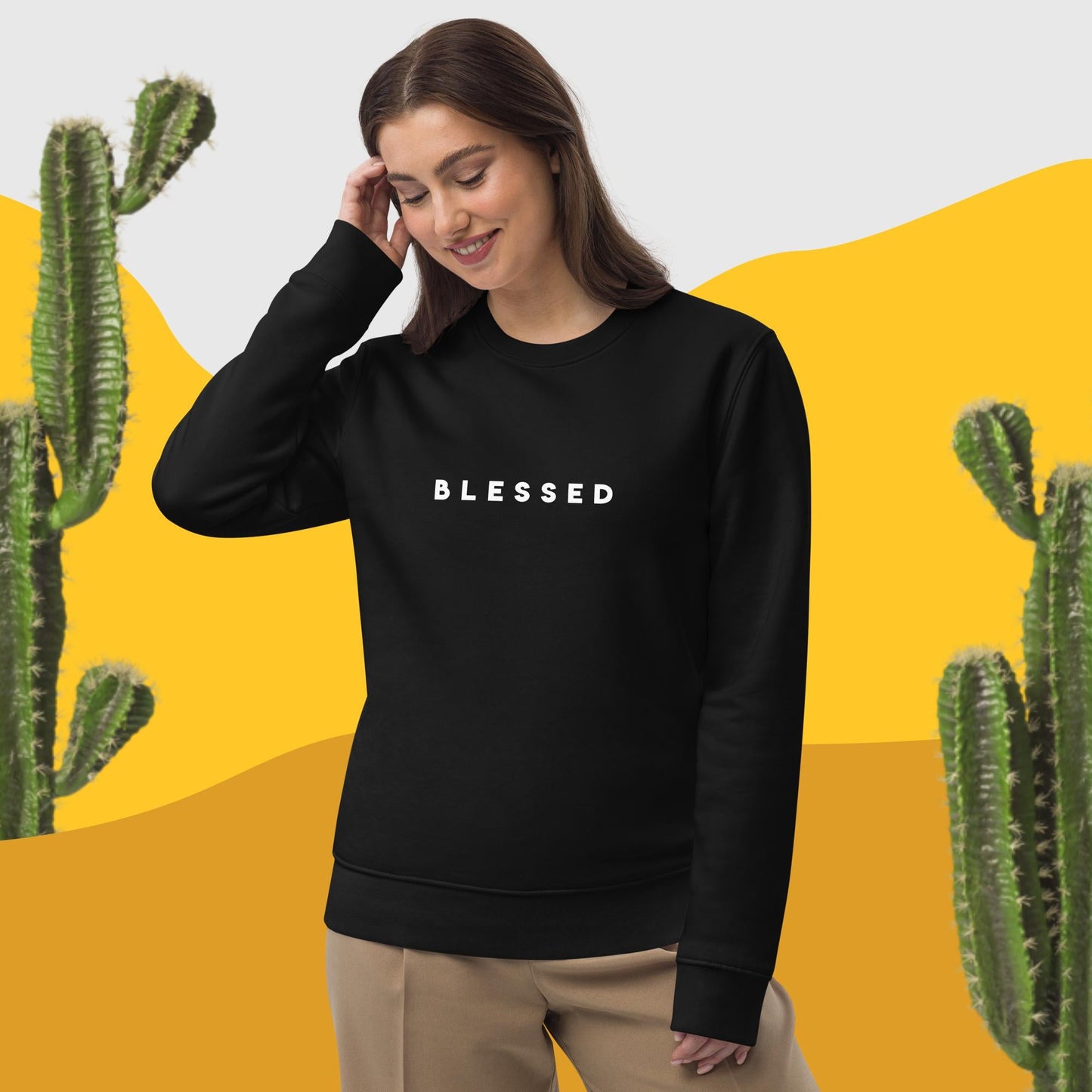 Positive 'Blessed' Organic Cotton Sweatshirt - Eco Sweatshirt