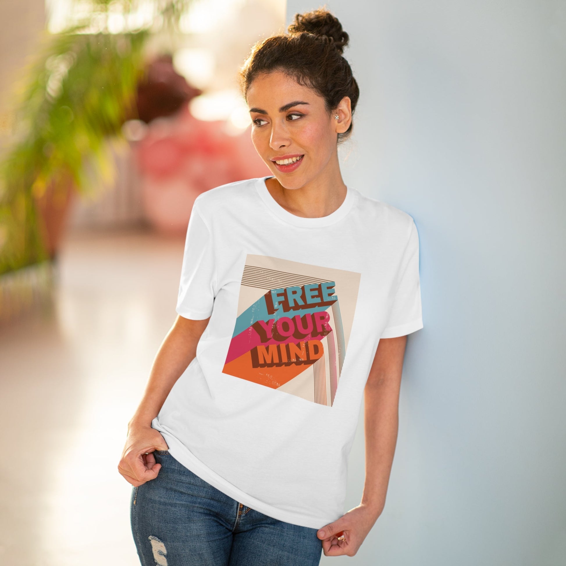 Positive 'Free Your Mind' Retro Organic Cotton T-shirt - Free Tshirt