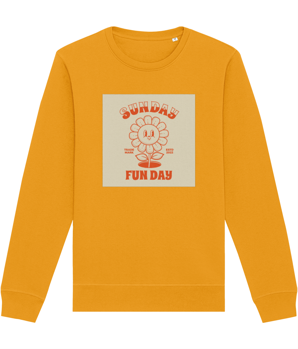 Positive 'Fun Day Sunday' Retro Organic Cotton Sweatshirt - Fun Sweatshirt