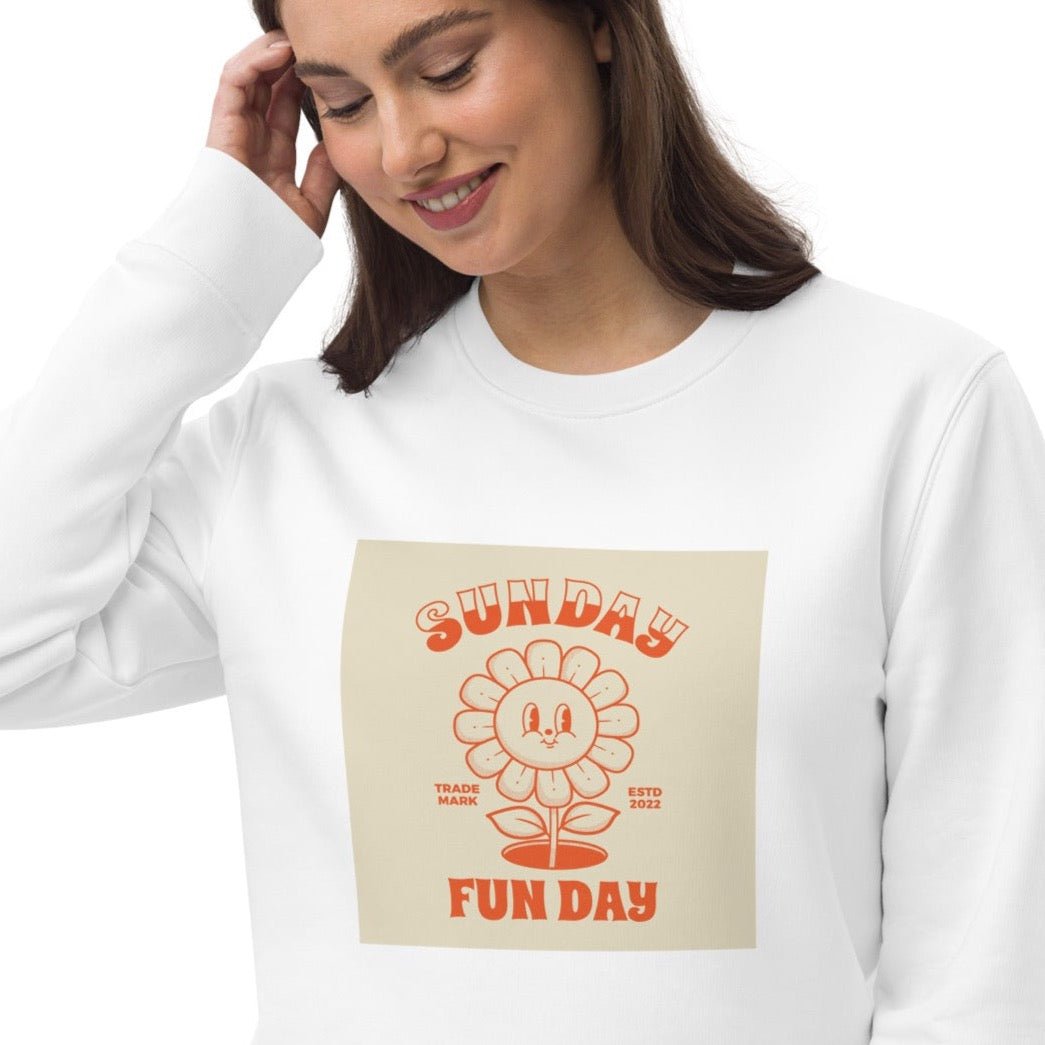 Positive 'Fun Day Sunday' Retro Organic Cotton Sweatshirt - Fun Sweatshirt