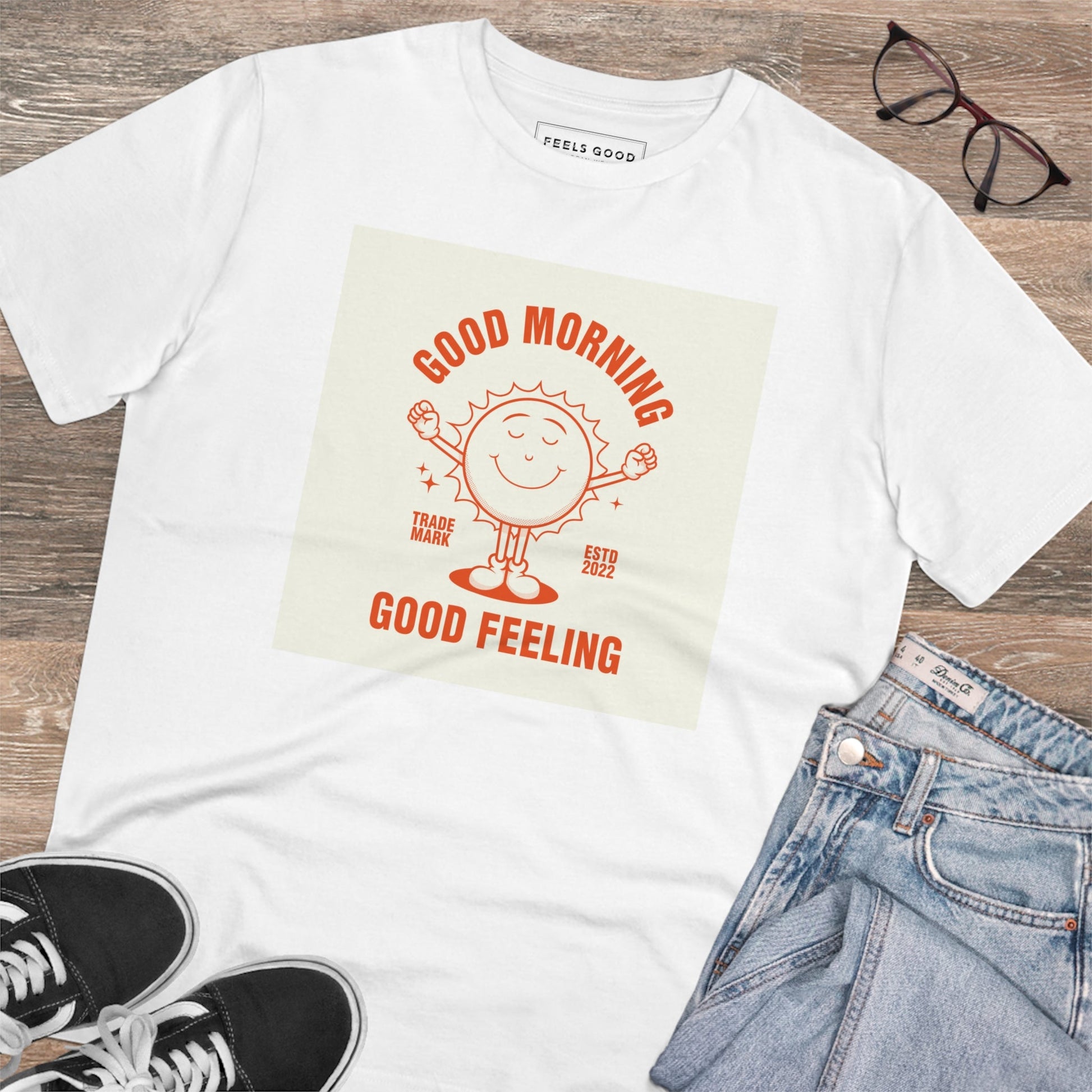 Positive 'Good Feeling' Retro Organic Cotton T-shirt - Fun Tshirt