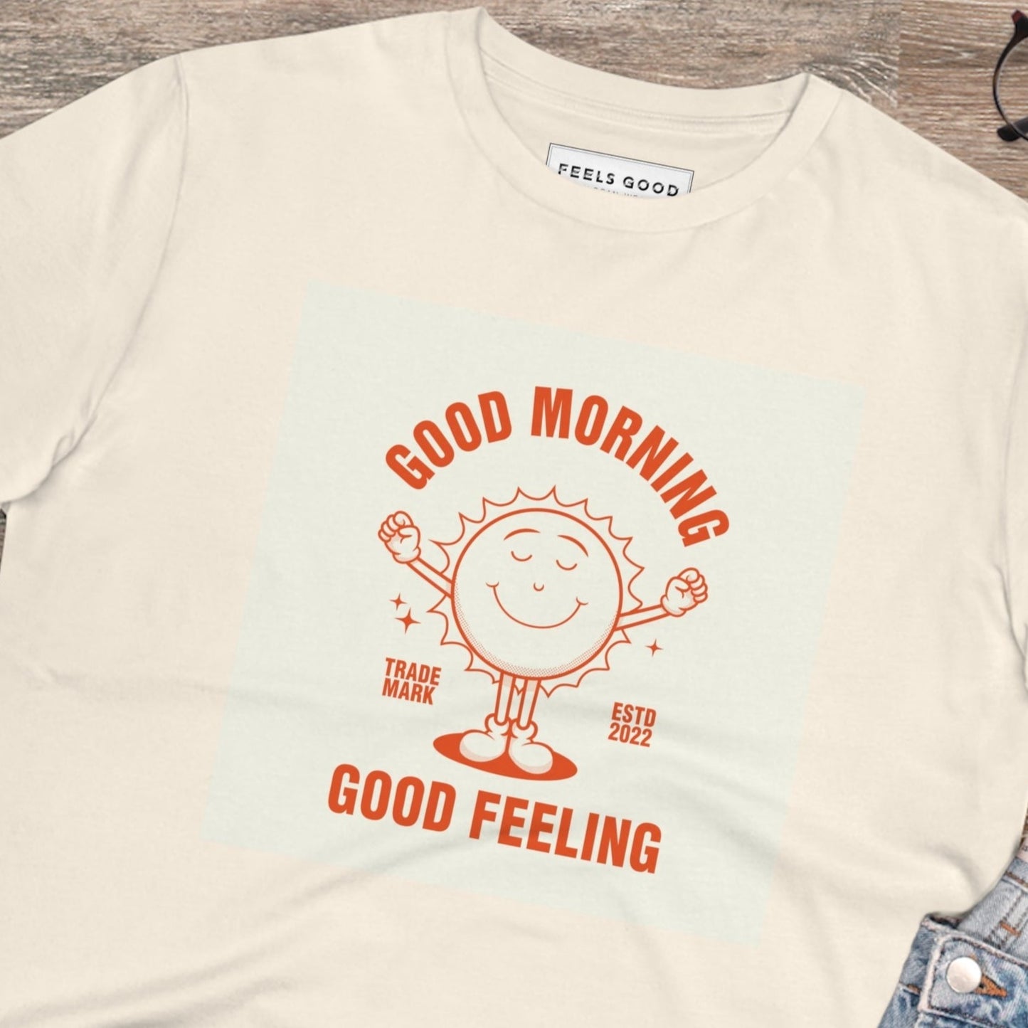 Positive 'Good Feeling' Retro Organic Cotton T-shirt - Fun Tshirt