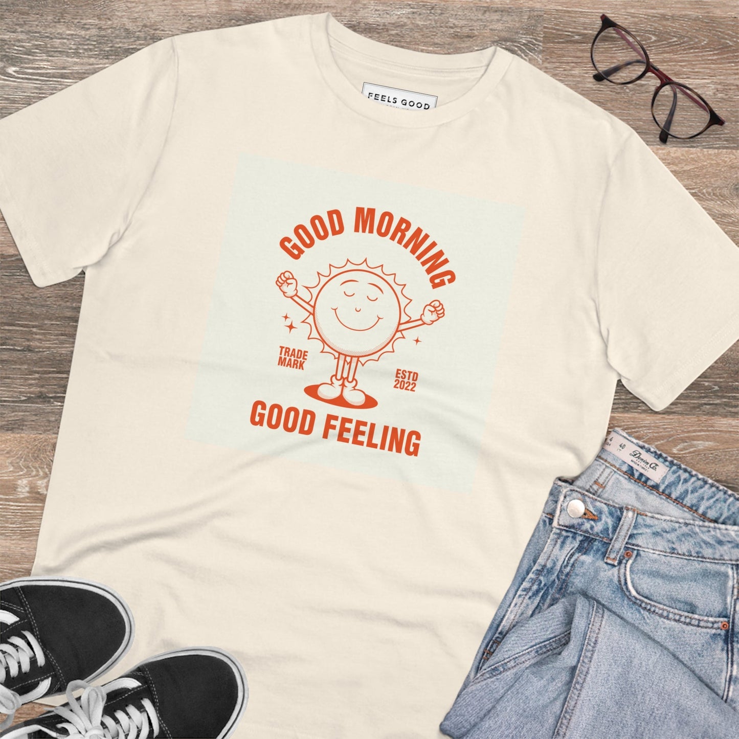 Positive 'Good Feeling' Retro Organic Cotton T-shirt