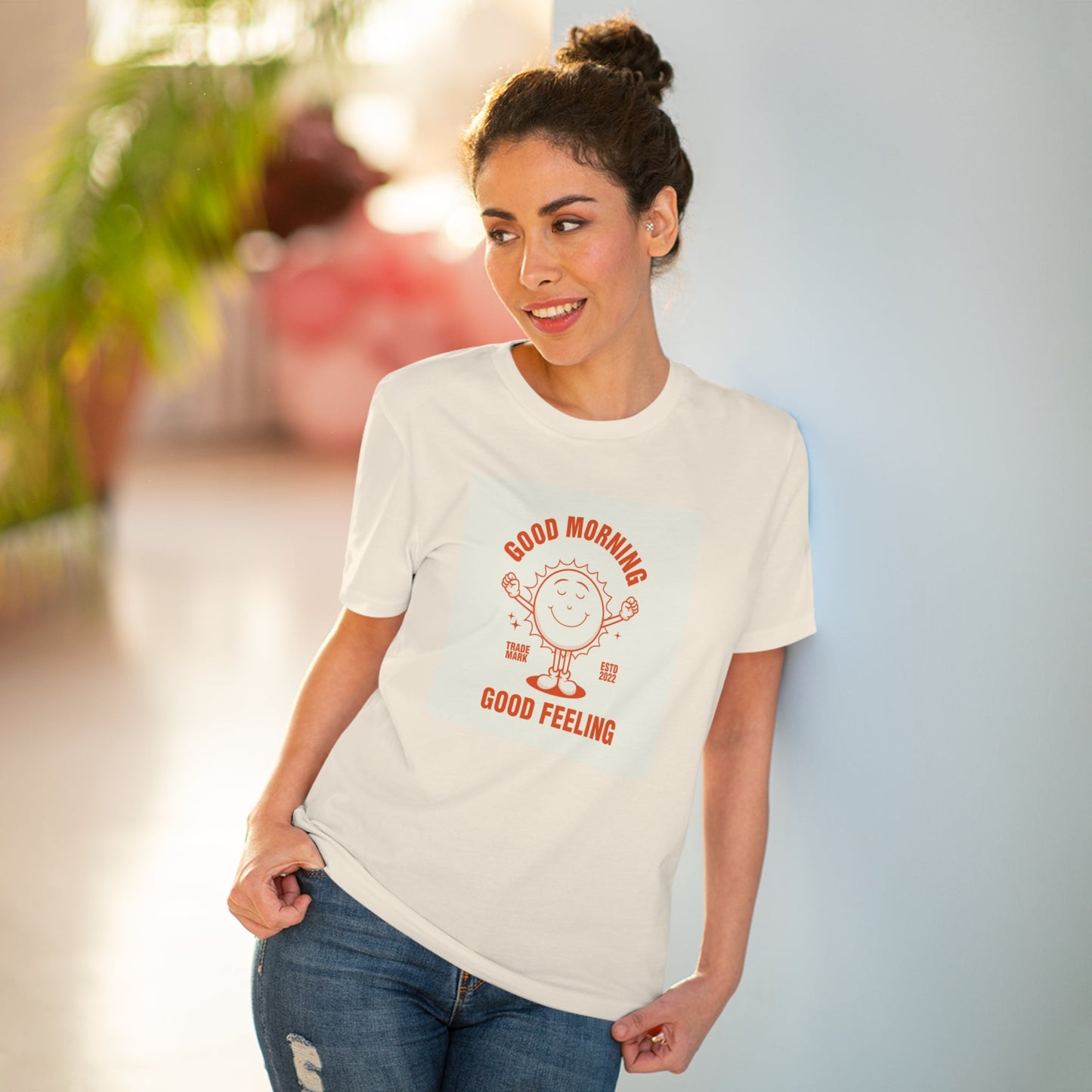 Positive 'Good Feeling' Retro Organic Cotton T-shirt - Fun Tshirt