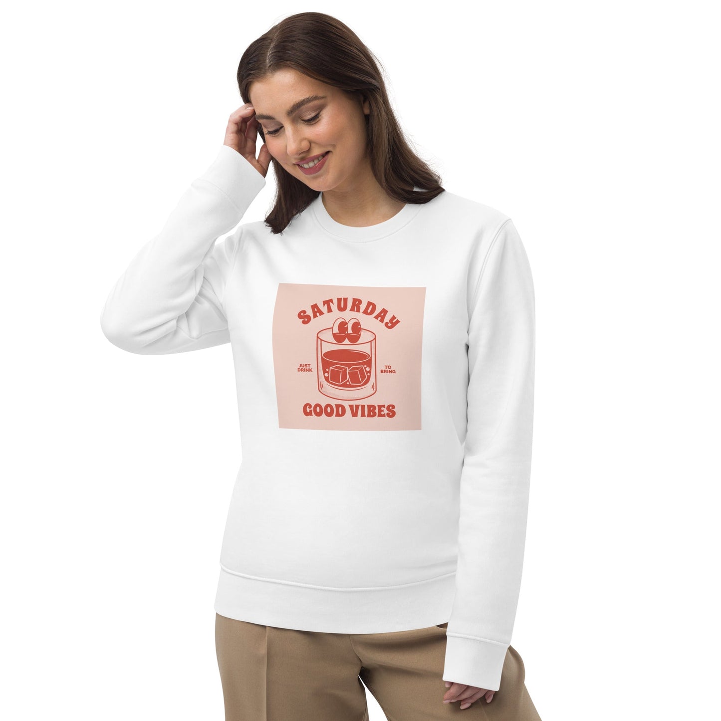 Positive 'Good Vibes Saturday' Retro Organic Cotton Sweatshirt - Fun Sweatshirt