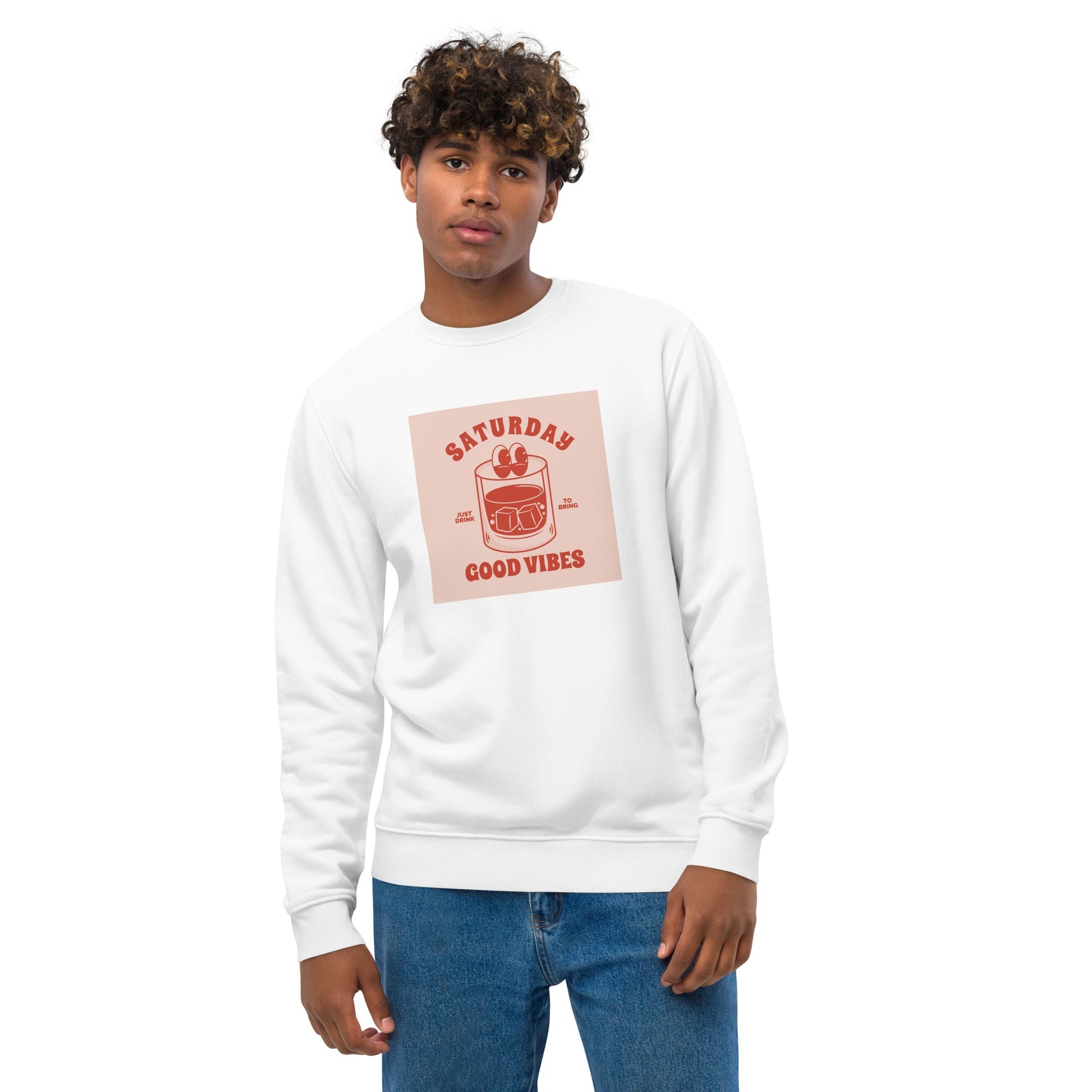 Positive 'Good Vibes Saturday' Retro Organic Cotton Sweatshirt - Fun Sweatshirt