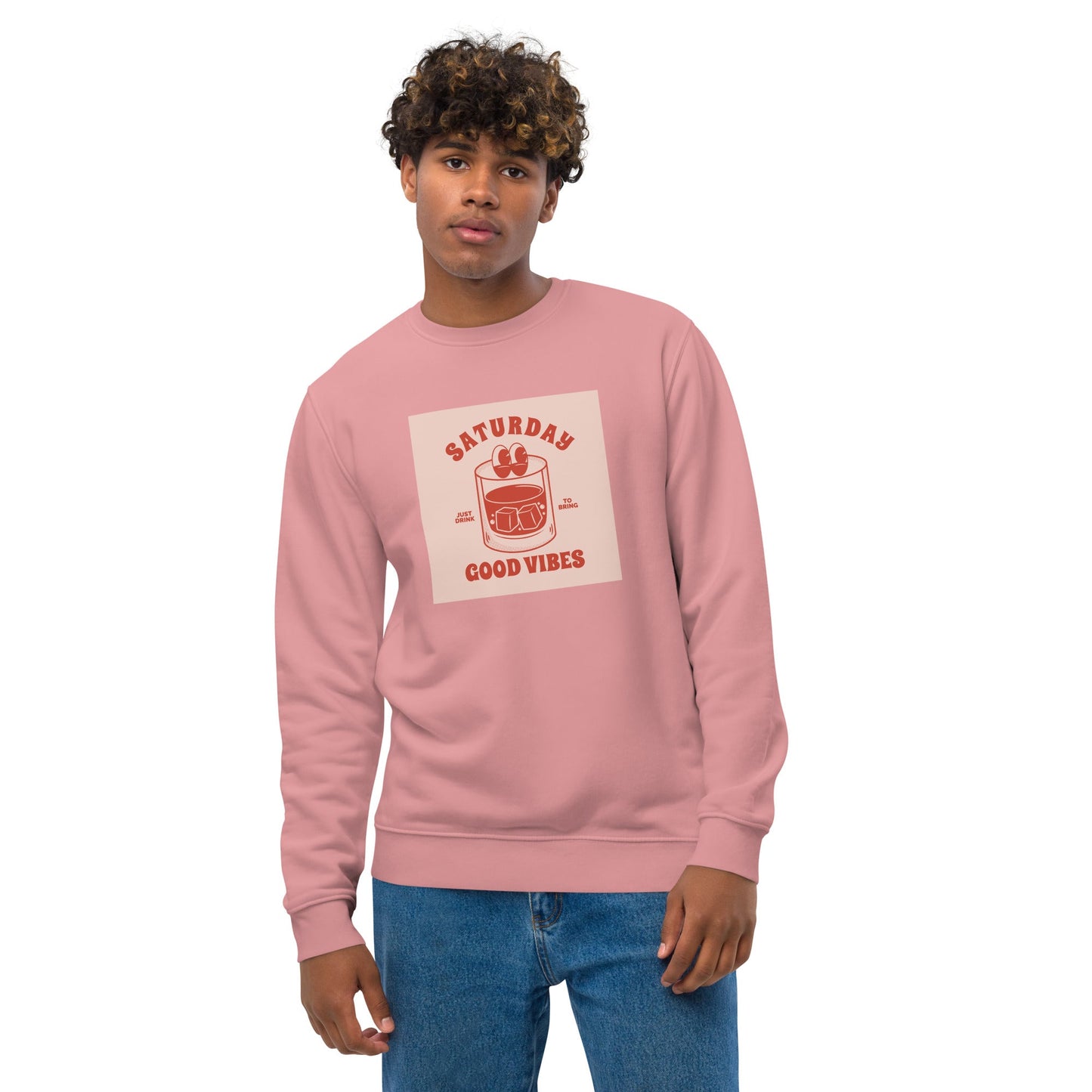 Positive 'Good Vibes Saturday' Retro Organic Cotton Sweatshirt - Fun Sweatshirt