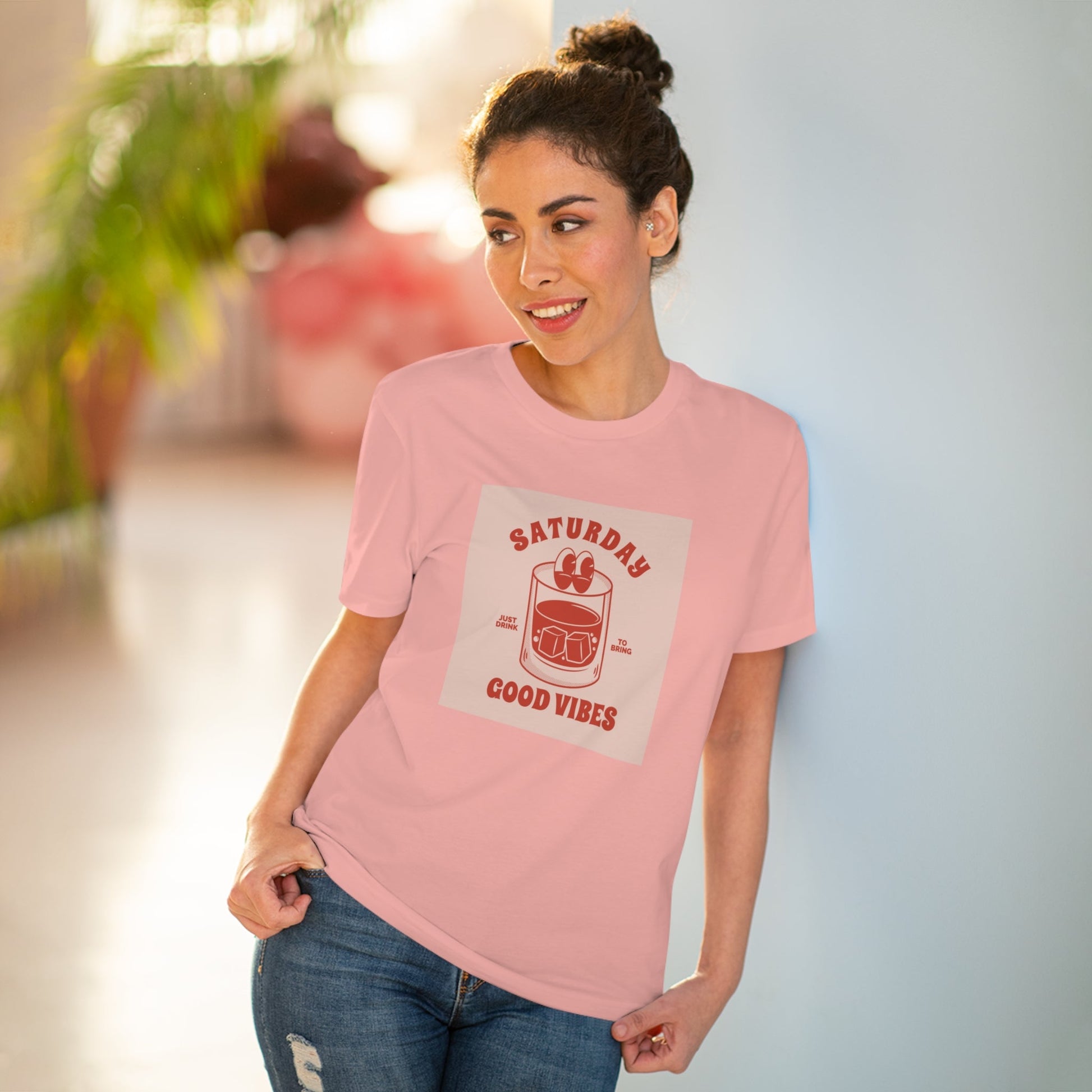 Positive 'Good Vibes Saturday' Retro Organic Cotton T-shirt - Fun Tshirt