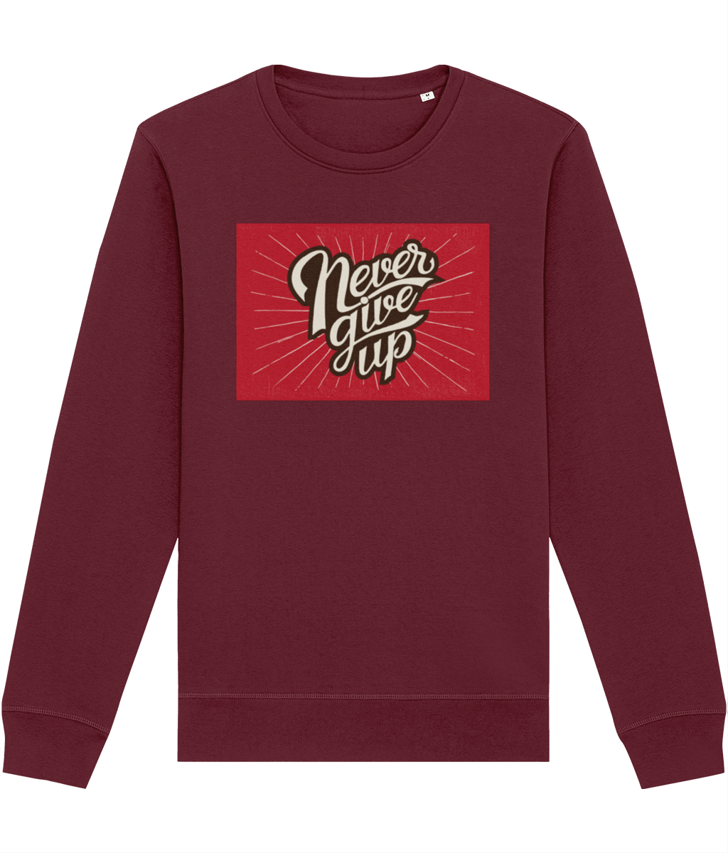 Positive quotes 'Never Give Up' Retro - Organic Cotton Sweatshirt 