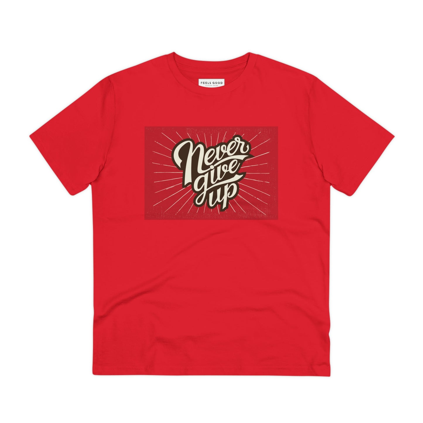 Positive 'Never Give Up' Retro Organic Cotton T-shirt - Fun Tshirt