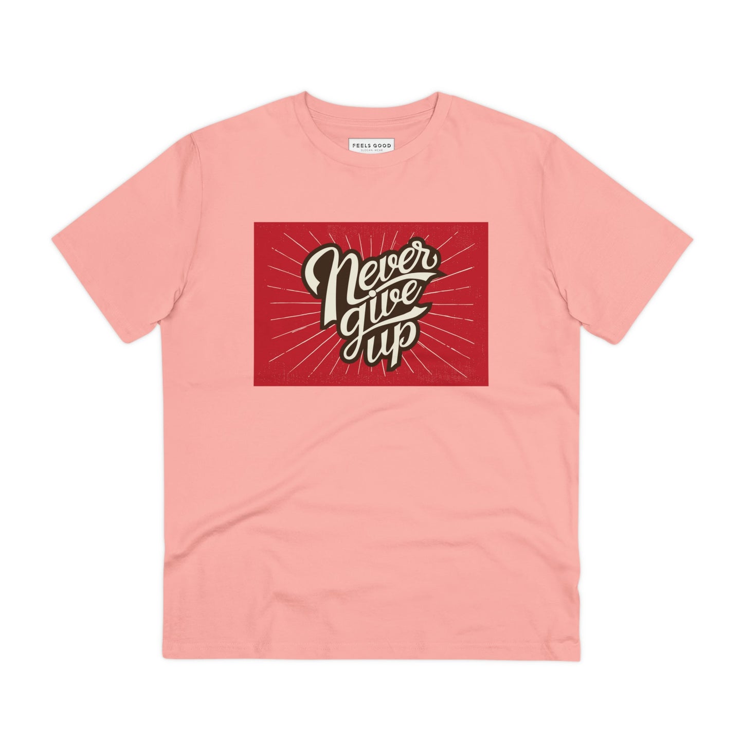 Positive 'Never Give Up' Retro Organic Cotton T-shirt - Fun Tshirt