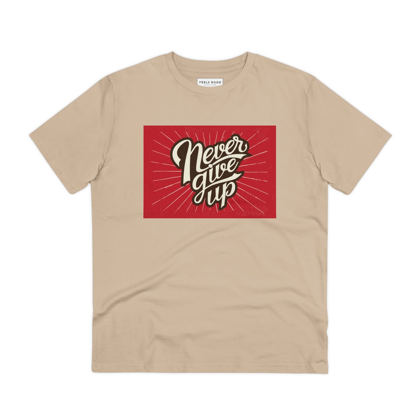 Positive 'Never Give Up' Retro Organic Cotton T-shirt - Fun Tshirt