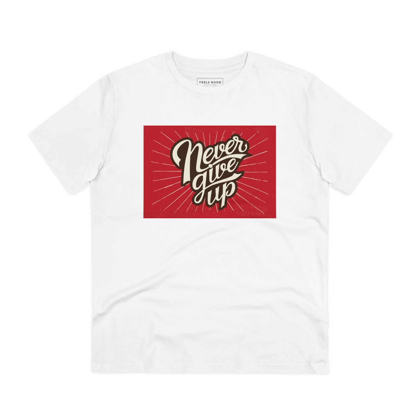 Positive 'Never Give Up' Retro Organic Cotton T-shirt - Fun Tshirt