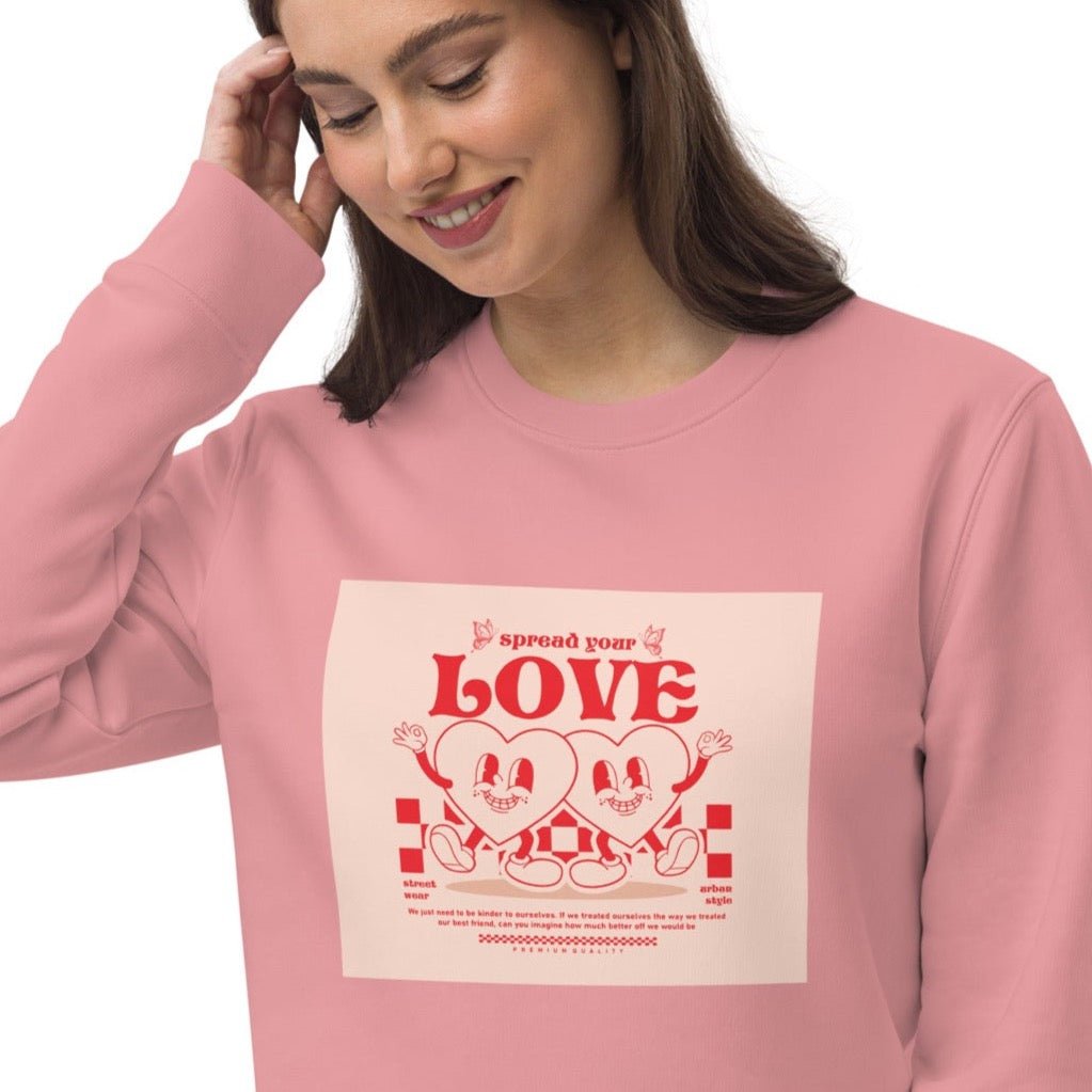 Positive 'Spread Your Love' Retro Organic Cotton Sweatshirt - Fun Sweatshirt