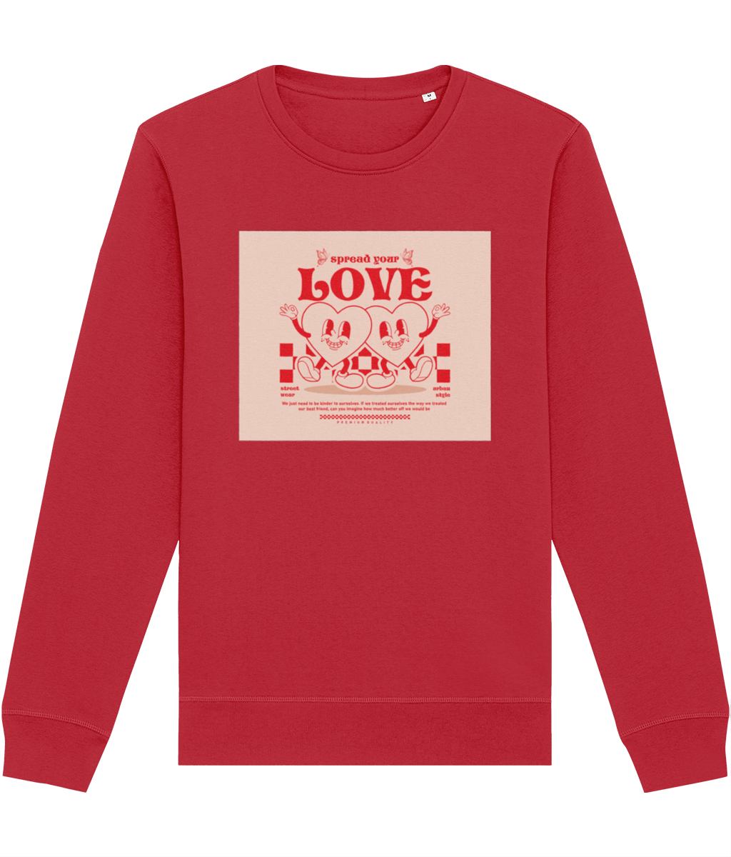 Positive 'Spread Your Love' Retro Organic Cotton Sweatshirt - Fun Sweatshirt
