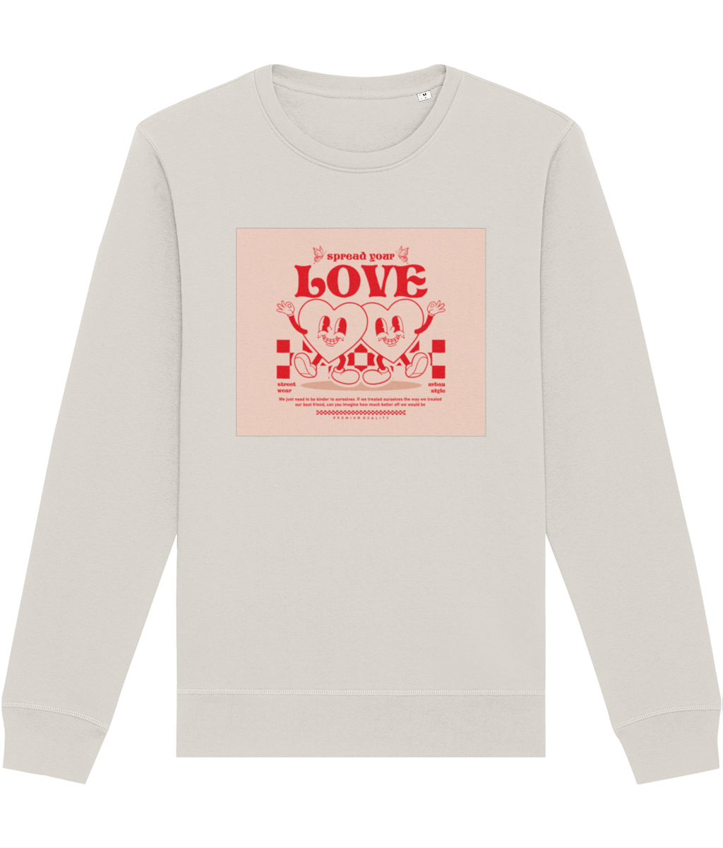 Positive 'Spread Your Love' Retro Organic Cotton Sweatshirt - Fun Sweatshirt