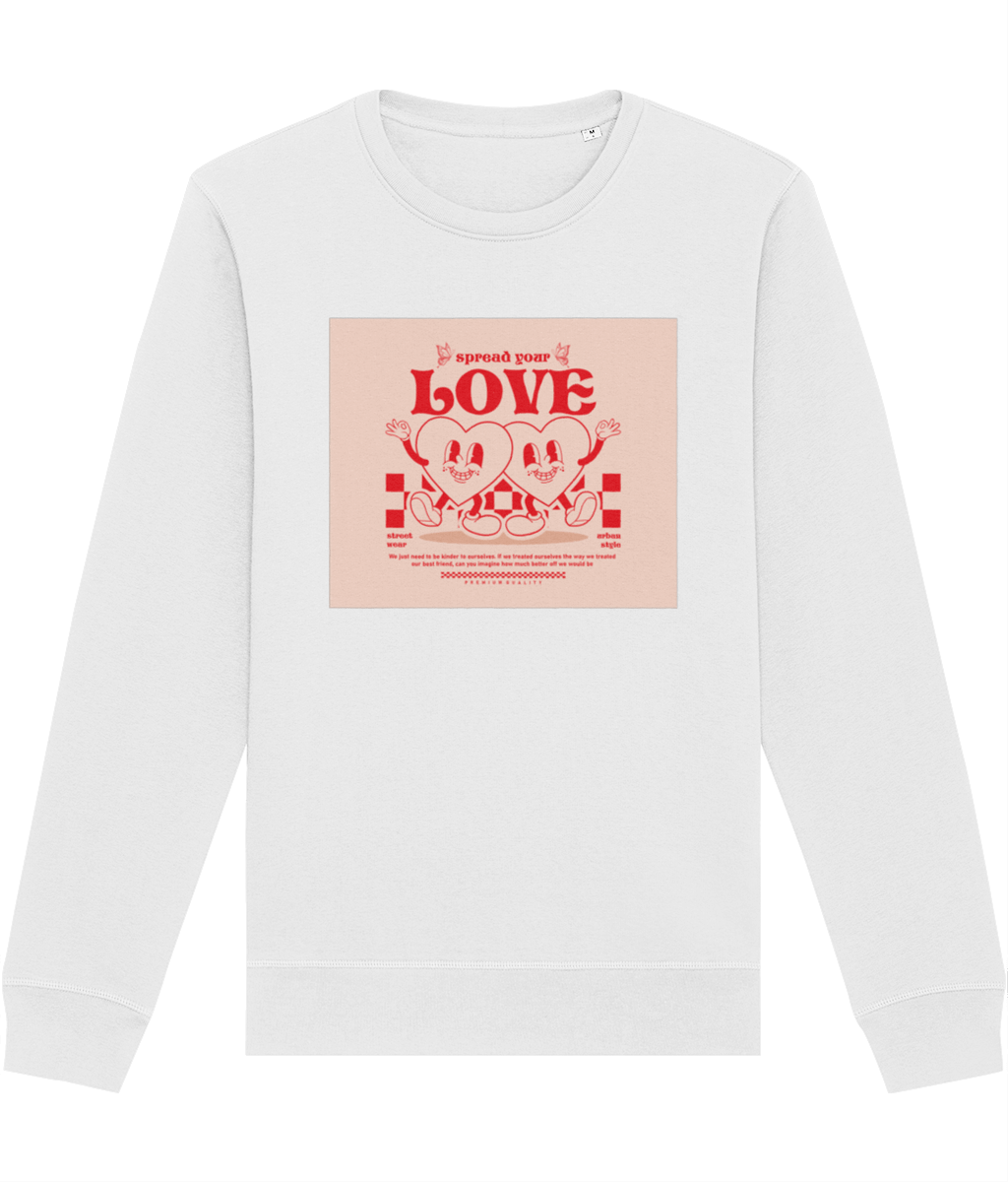 Positive 'Spread Your Love' Retro Organic Cotton Sweatshirt - Fun Sweatshirt