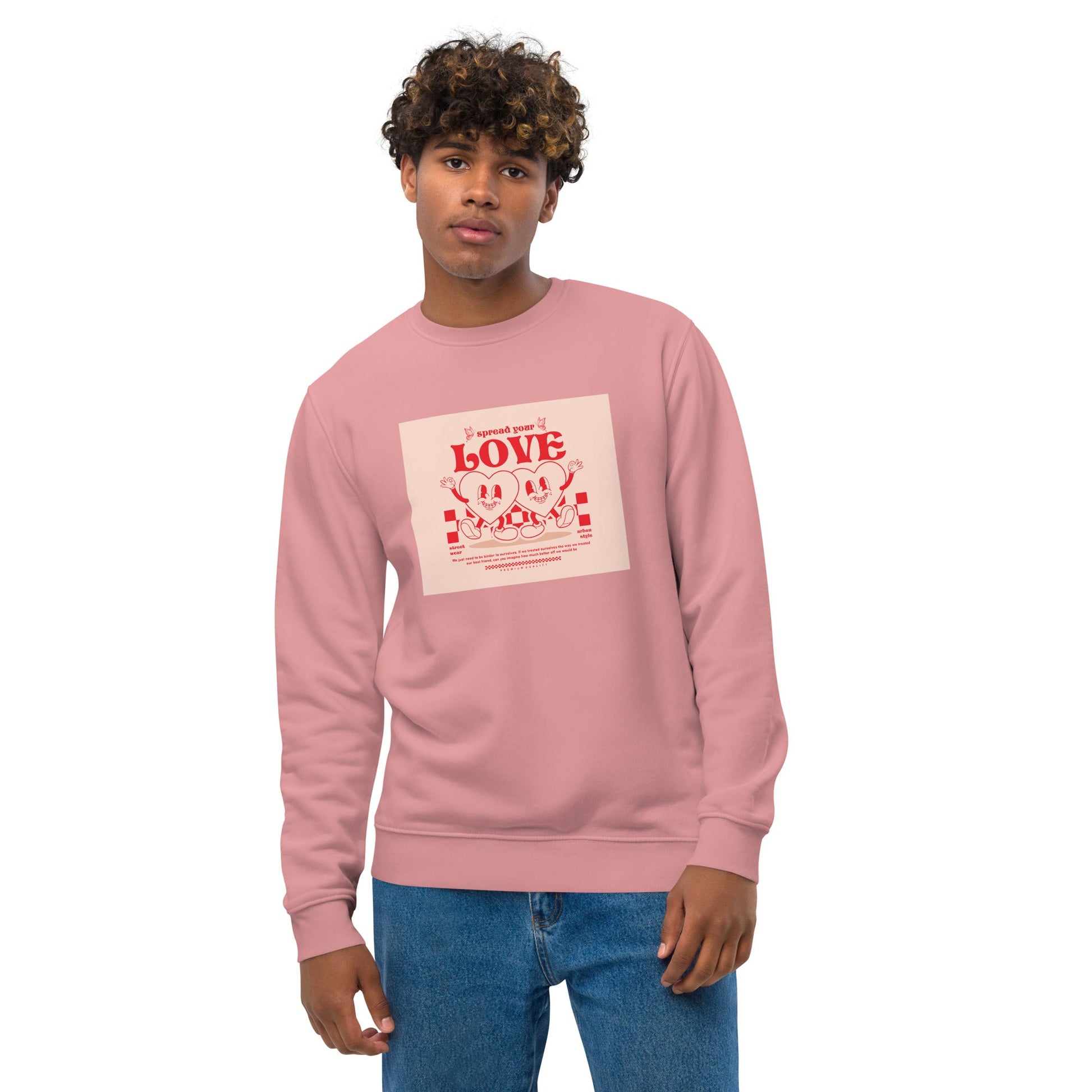 Positive 'Spread Your Love' Retro Organic Cotton Sweatshirt - Fun Sweatshirt