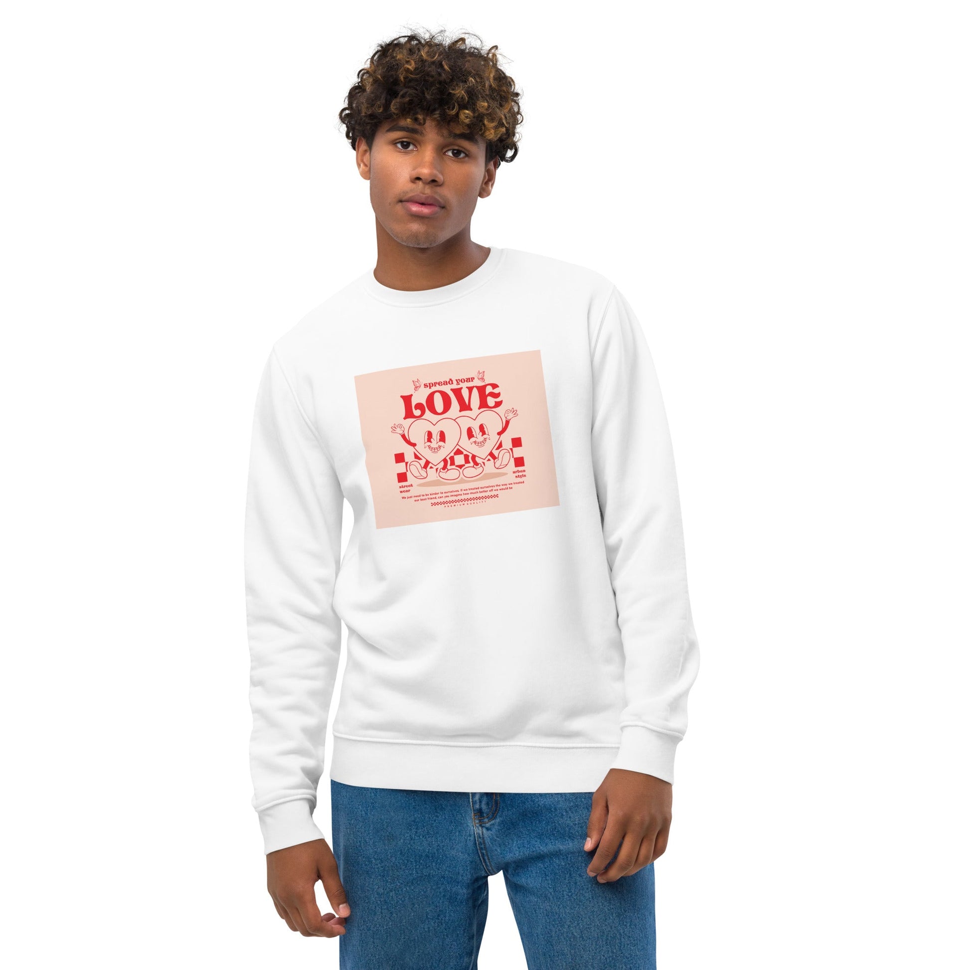 Positive 'Spread Your Love' Retro Organic Cotton Sweatshirt - Fun Sweatshirt