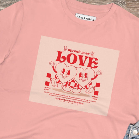 Positive 'Spread Your Love' Retro Organic Cotton T-shirt - Fun Tshirt