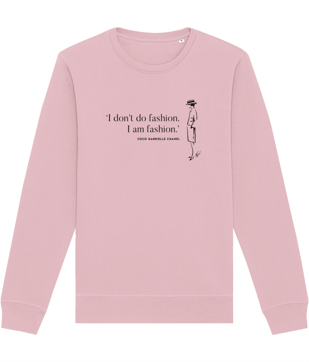 Quotes 'I Am Fashion' Coco Organic Cotton Sweatshirt - Chanel Sweatshirt