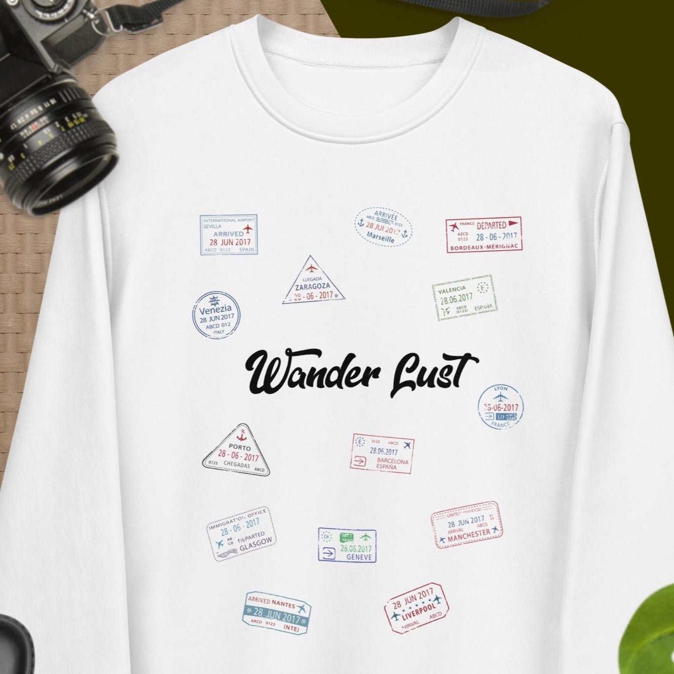 Travel 'Wander Lust' Organic Cotton Sweatshirt - Fun Sweatshirt