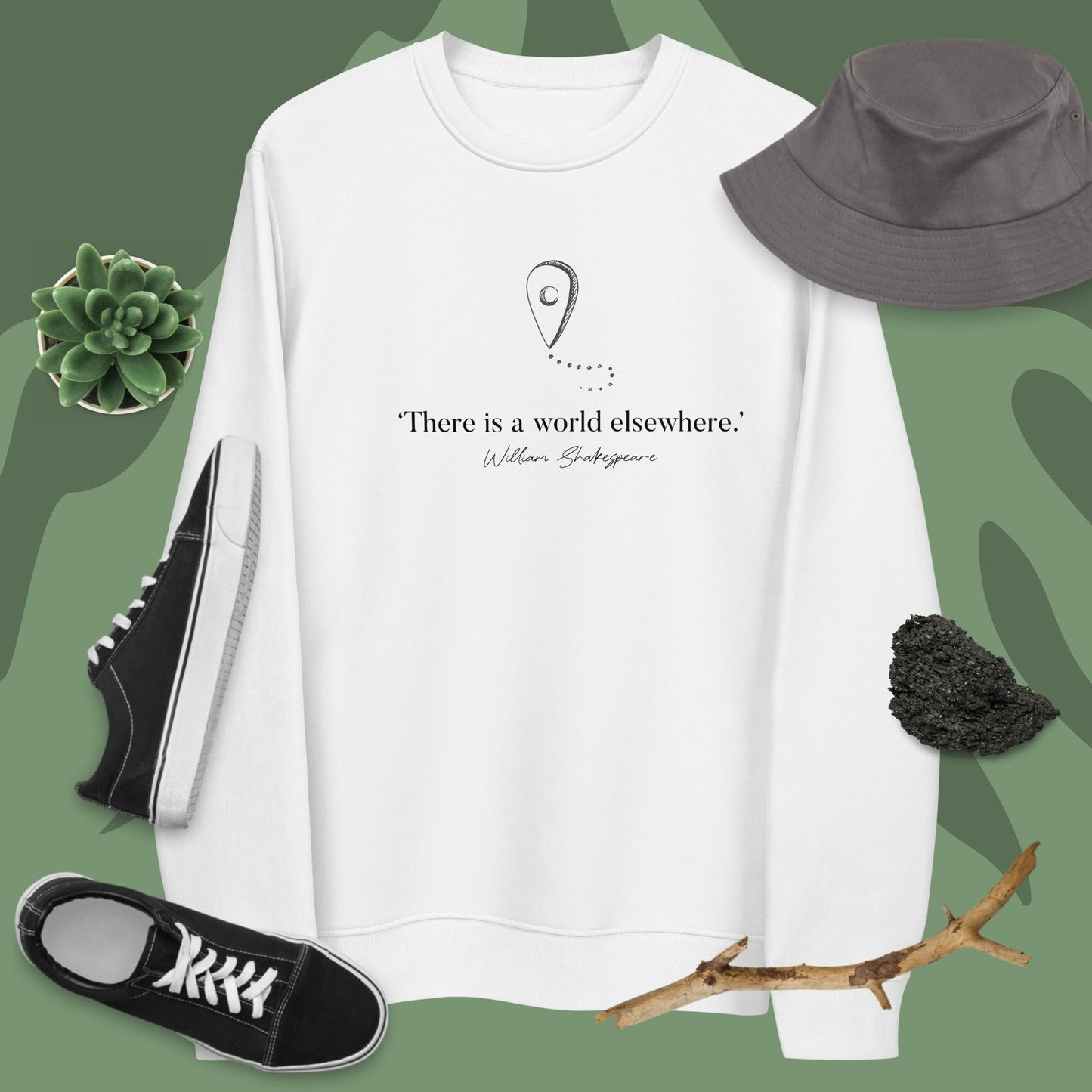 Travel 'World Elsewhere' Shakespeare Organic Cotton Sweatshirt - Destination Sweatshirt