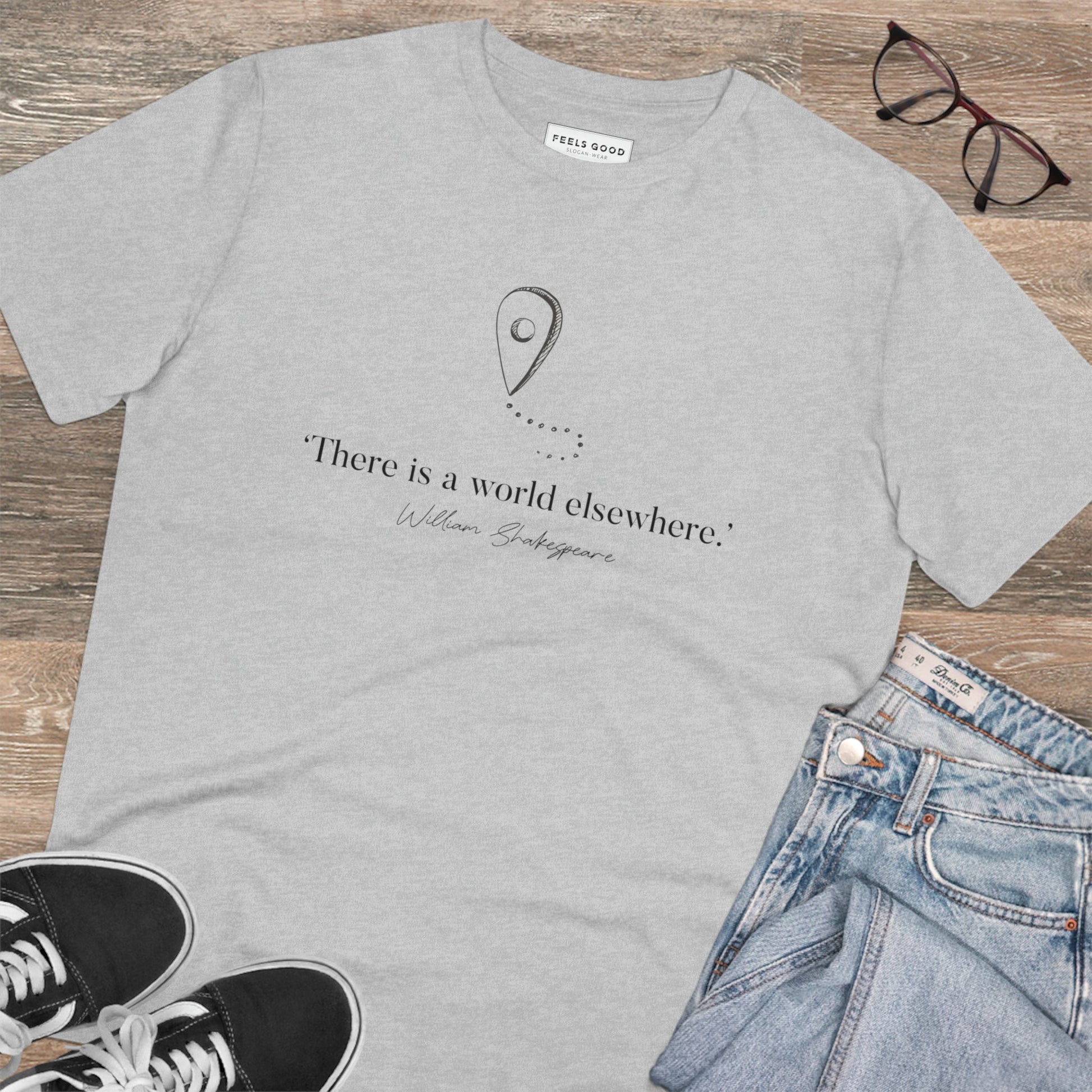 Travel 'World Elsewhere' Shakespeare Organic Cotton T-shirt - Earth Tshirt