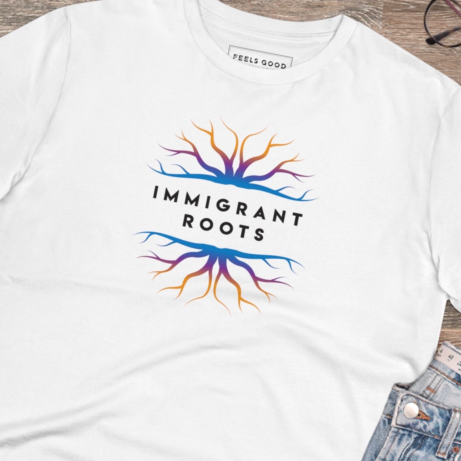 Urban 'Immigrant Roots' Organic Cotton T-shirt - Fun Tshirt